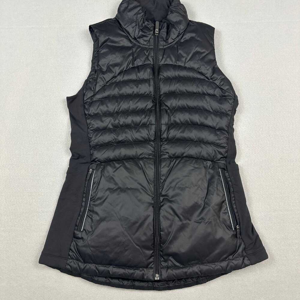 Lululemon Vest Women 8 Black Solid Down Flurry Fighter Full Zip Puffer Jacket